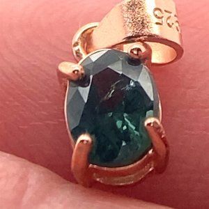 Blue Sapphire .80ct Rose Gold Finish Solid 925 Sterling Silver Pendant